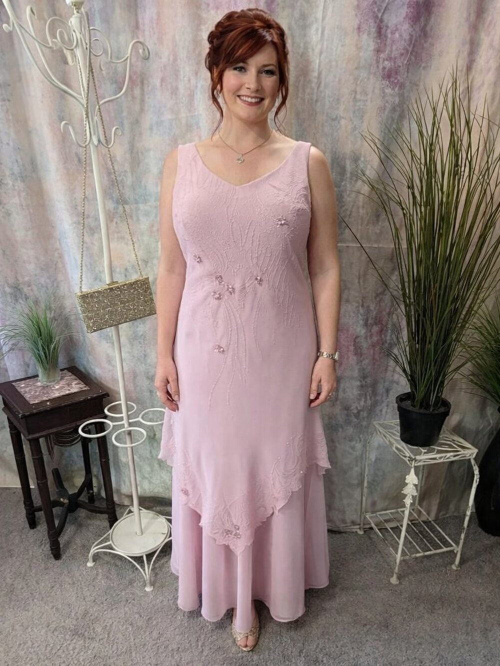 New📌 Fiesta Special Occasions -Mother Bride/ Groom Beaded Multilayer Maxi Dress